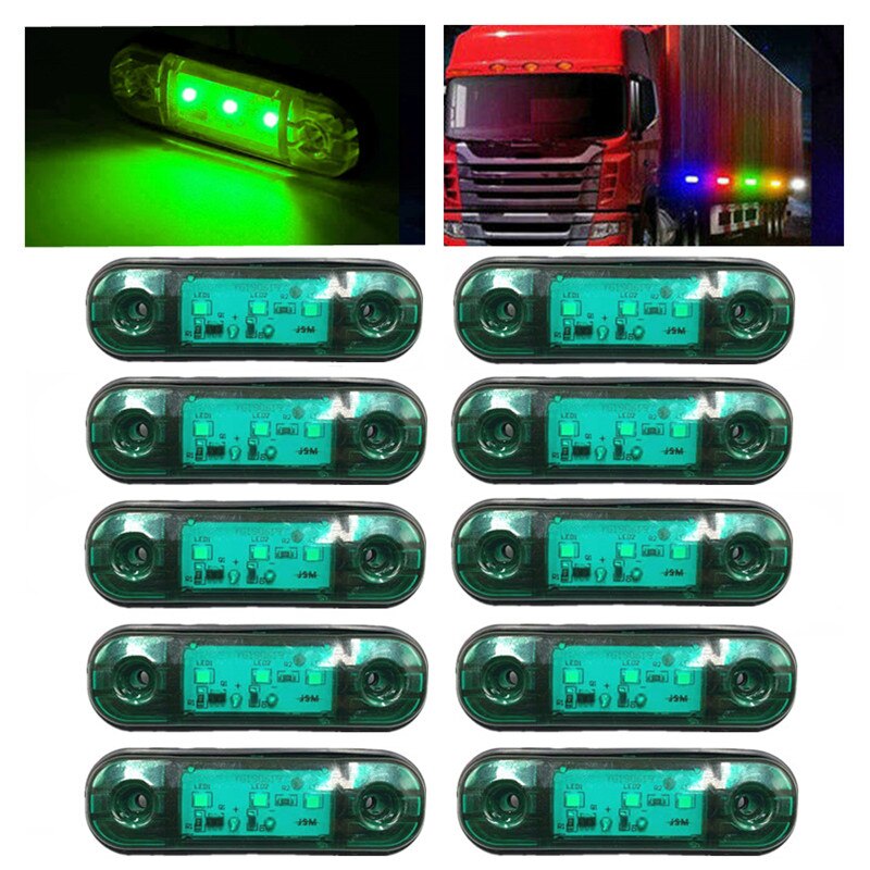 10 stk grønne sidelamper lastbillys 24v markeringslys trailer led 24v lastbil sidemarkeringslys trailer led belysning