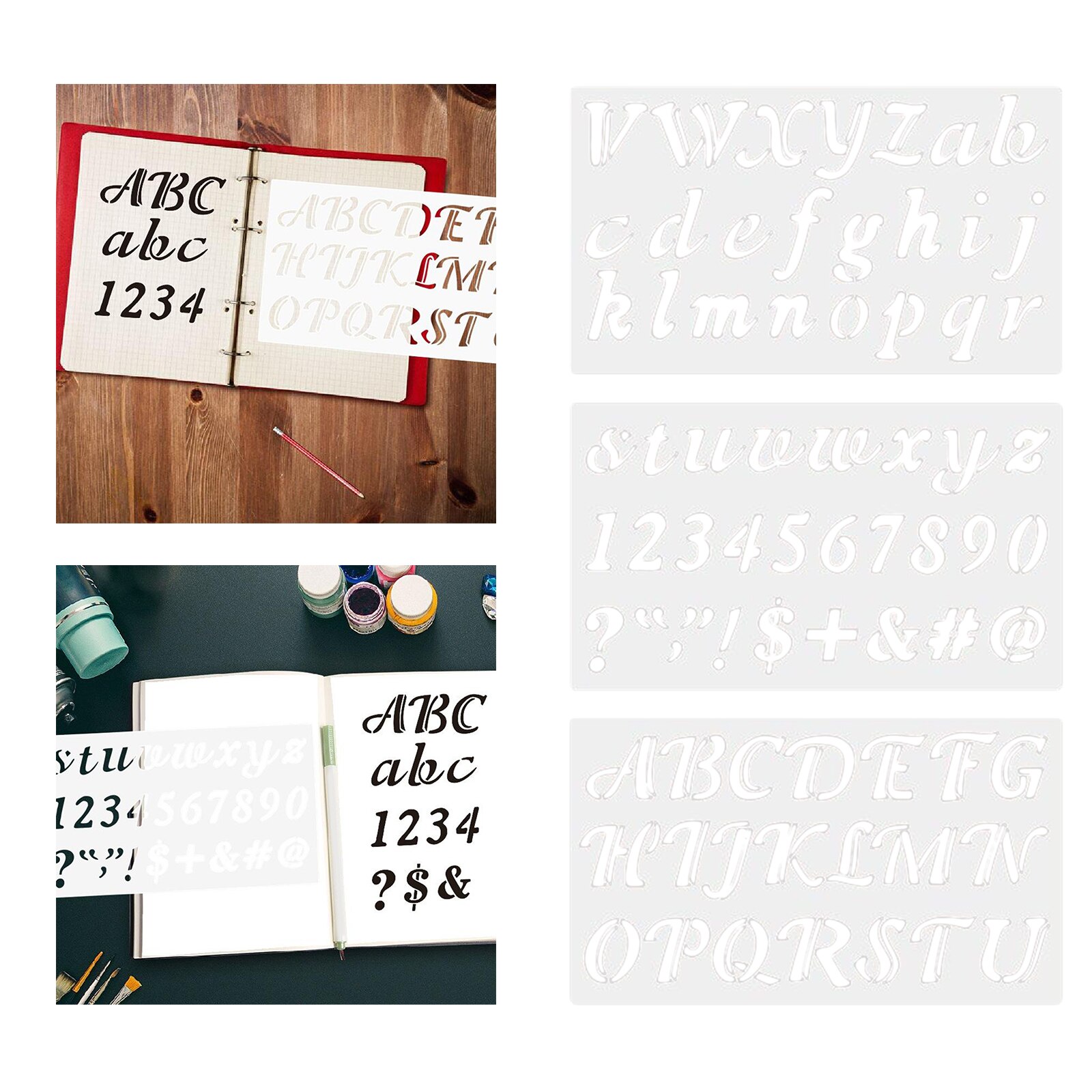 3Pcs Alphabet Letter Numbers Sign Stencils Template Scrapbook DIY