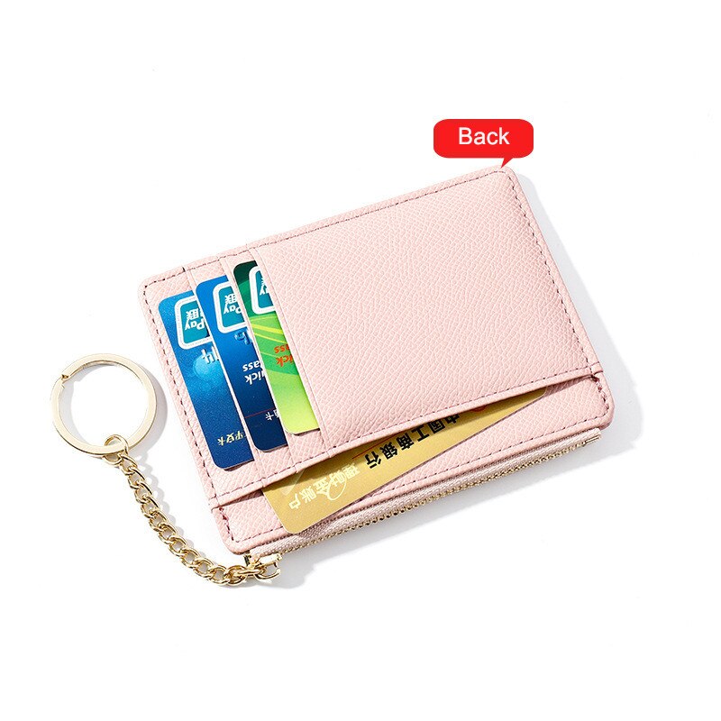 Brand Soft Leather Mini Women Card Holder Cute Credit ID Card Holders Zipper Slim Wallet Case Change Coin Purse Keychain