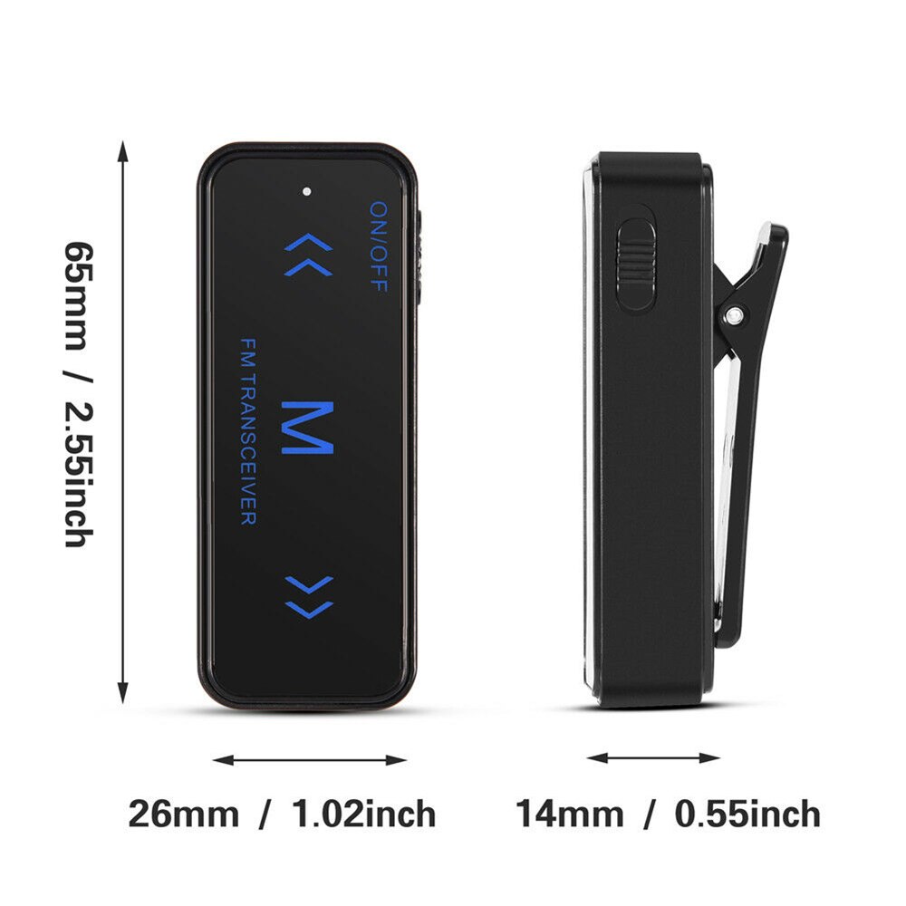 2 pezzi Mini walkie-talkie 3 Km ricetrasmettitore Radio Fm a 2 vie con cuffie auricolare Clip per cordino USB tascabile Interphone