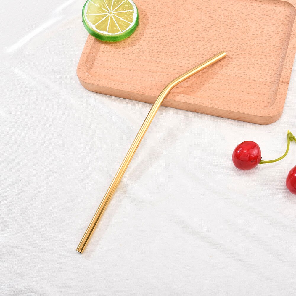 Rainbow Color Reusable Metal Straws Set with Cleaner Brush 304 Stainless Steel Drinking Straw Milk Bar Party Drinkware: JD157