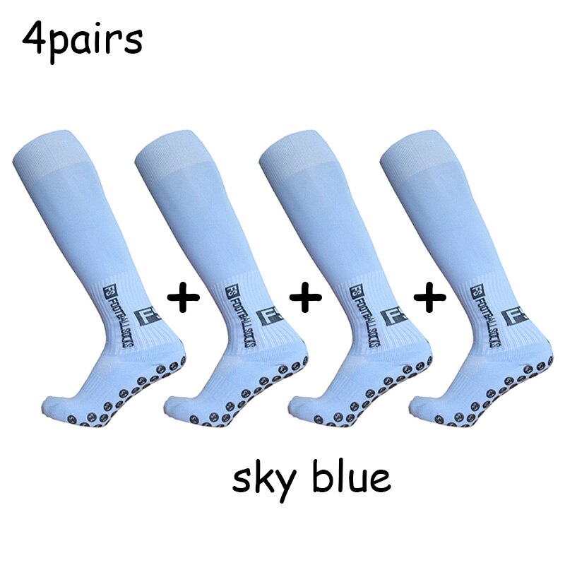 Long FS Football Socks Non-slip Silicone Sole Compression and Breathable Professional Football Socks: sky blue