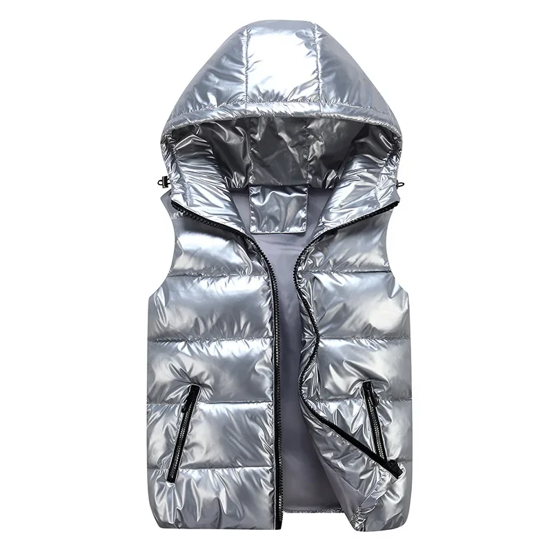 Heren Capuchon Vest - Lichtgewicht Waterdicht Casual Parka Vest met Zakken - Polyester: 6XL / Zilver