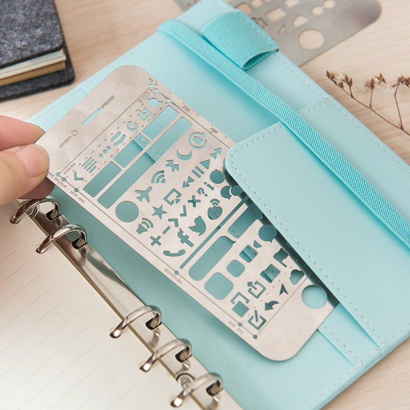 Iphone 6 Plus WEB UI recorte dibujo plantillas Metal DIY marcapáginas regla para cuaderno planificador boceto acero inoxidable