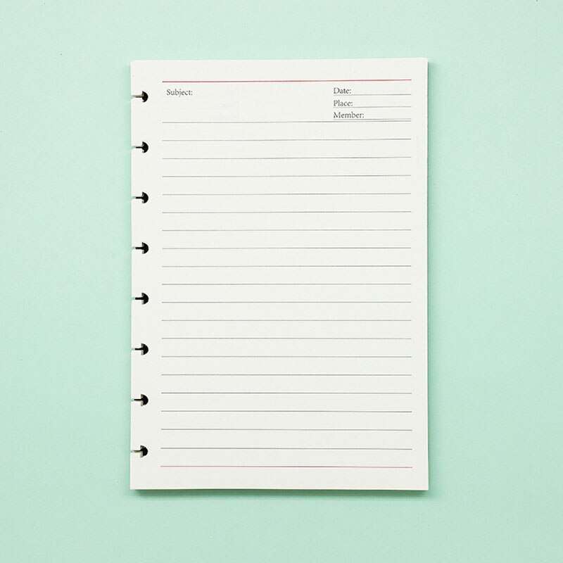 60 Sheets/Pack A5 Loose Leaf Notebook Core Inner Paper 8 Disc Mushroom Hole Notepad Inside Pages Weekly Daily Planner Stationery: Bstraight line