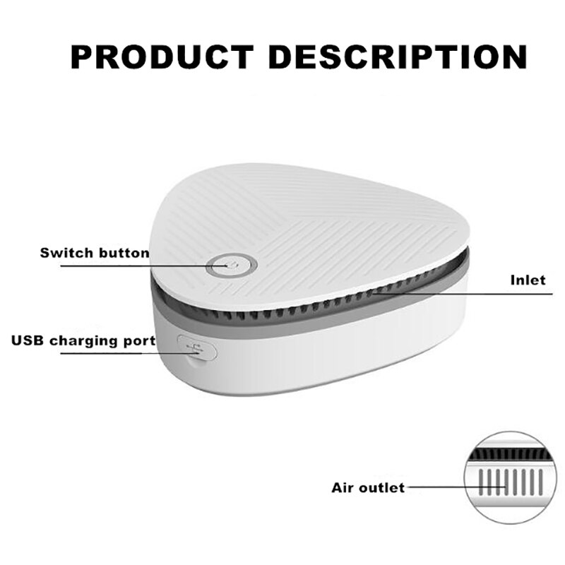 Mini Ozone Generator, Portable Ozone Generator,1800MA USB Rechargeable, Low Noise for Car Refrigerator Deodorizer