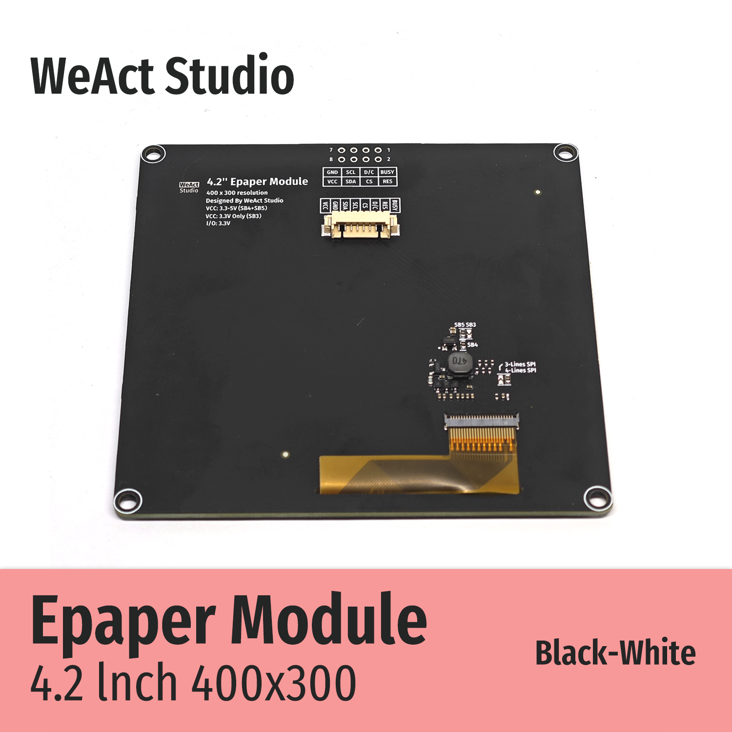 WeAct 4.2'' 4.2 Inch Epaper Module E-paper E-Ink EInk Display Screen SPI Black-White