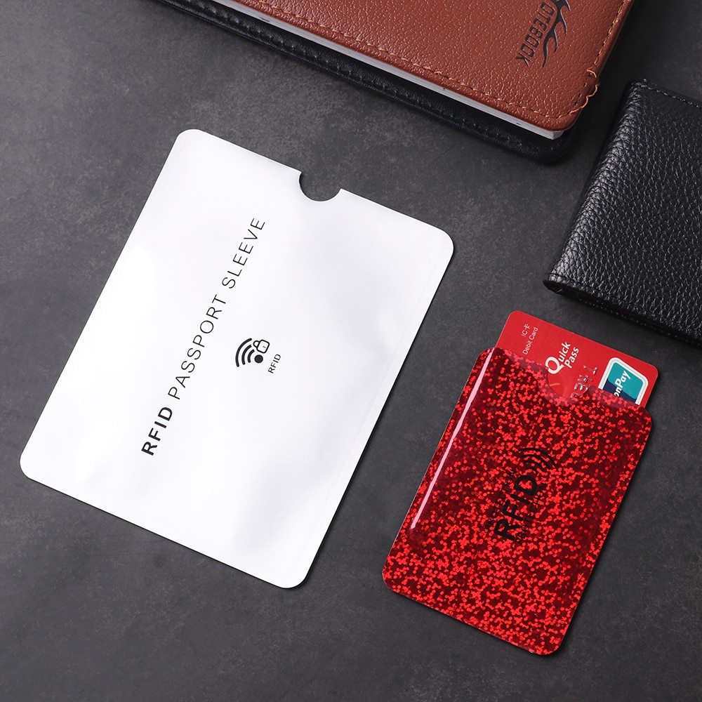 5 pièces feuille d'aluminium anti-démagnétisation carte Protection carte bancaire ensemble Anti Rfid blocage lecteur NFC antivol brosse porte-carte d'identité