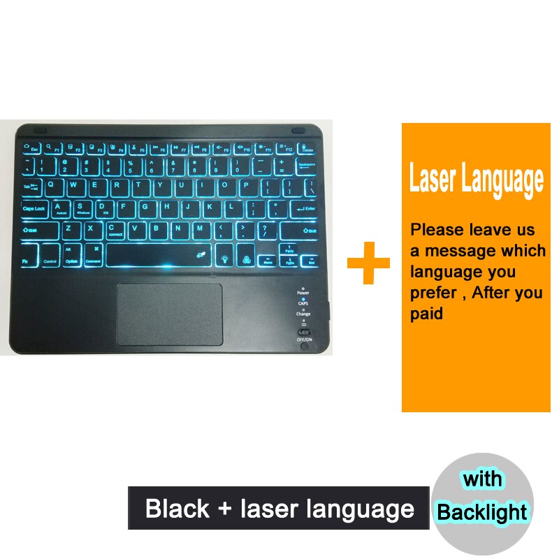 Bluetooth Wireless Keyboard Led Backlight Touchpad Russische Arabisch Thai Hebreeuws Spaans Frans Italiaans Koreaanse Duitse Toetsenbord: For iOS / Backlight n Laser