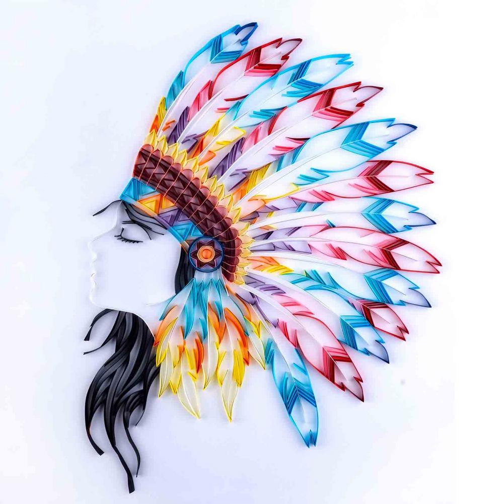 3D Indian dziewczyna Quilling papieru filigranowe obrazy dekoracje ścienne DIY Quilling papieru rzemiosło papierowe prezenty DIY Quilling papieru zestawy narzędzi 20in
