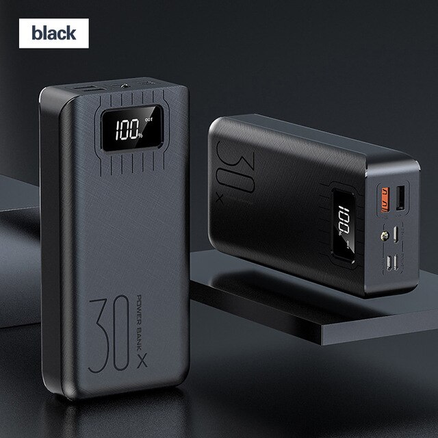 50000mAh Power Bank Portable Charging Poverbank Mobile Phone External Battery Charger Powerbank 50000 mAh for Xiaomi Mi: Black