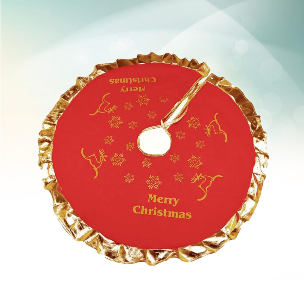 90CM Christmas Tree Skirt Felt Print Bear Xmas Tree Base Decoration Apron Wrap: Default Title