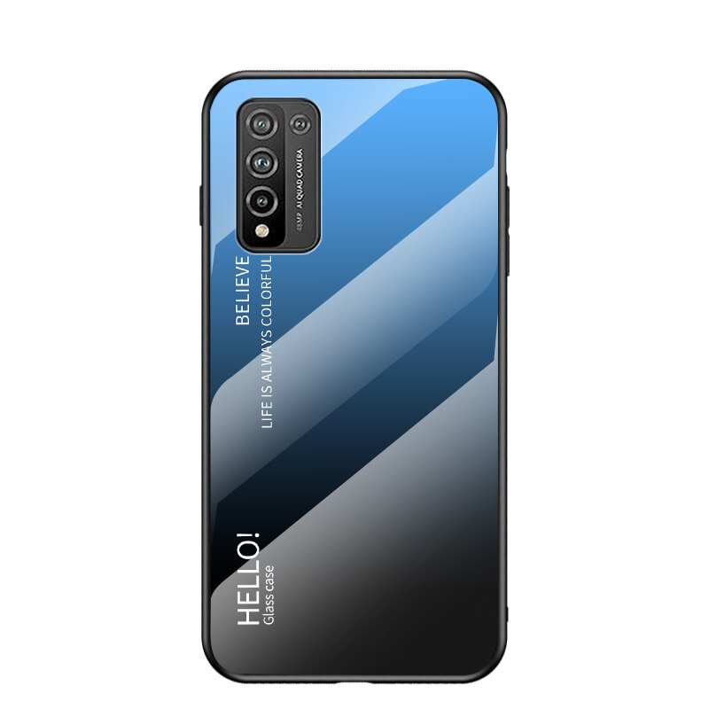 MAKAVO per Huawei Honor 10X Lite coperchio coperchio per telefono Honor 10X Lite in vetro temperato sfumato di lusso per Fundas: blu