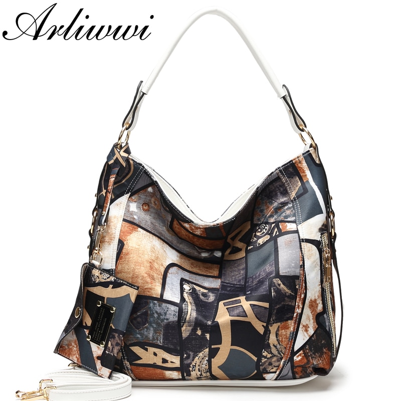 Arliwwi Totem Image Nylon Bags Women Big Ladies Featured Crossbody Handbag PY06