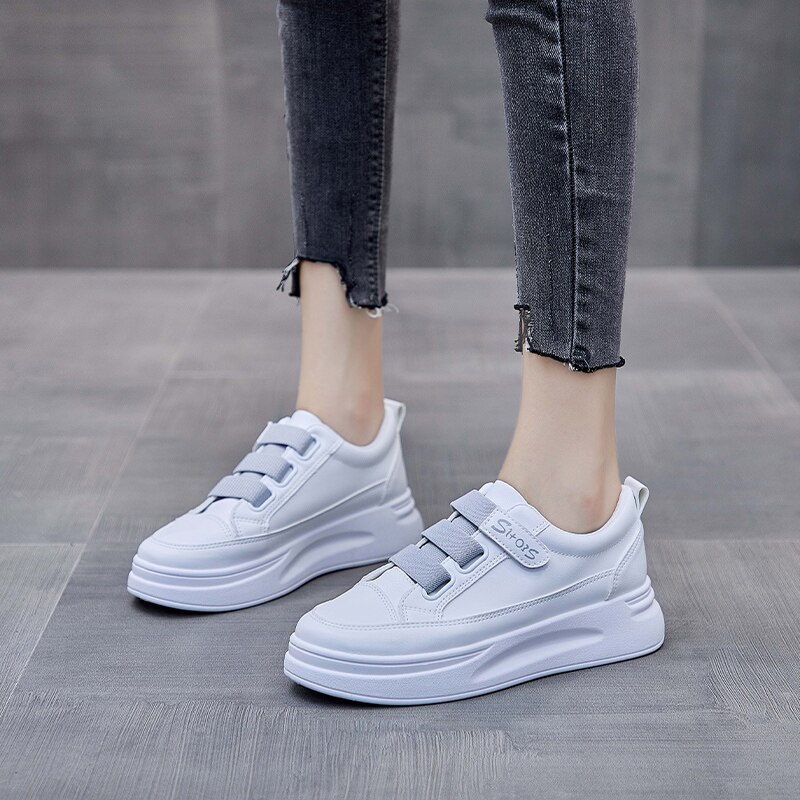 Damen Leichte Klett Kleine Weiße Schuhe Komfortable Hohe und Niedrigen Turnschuhe Wanderschuhe