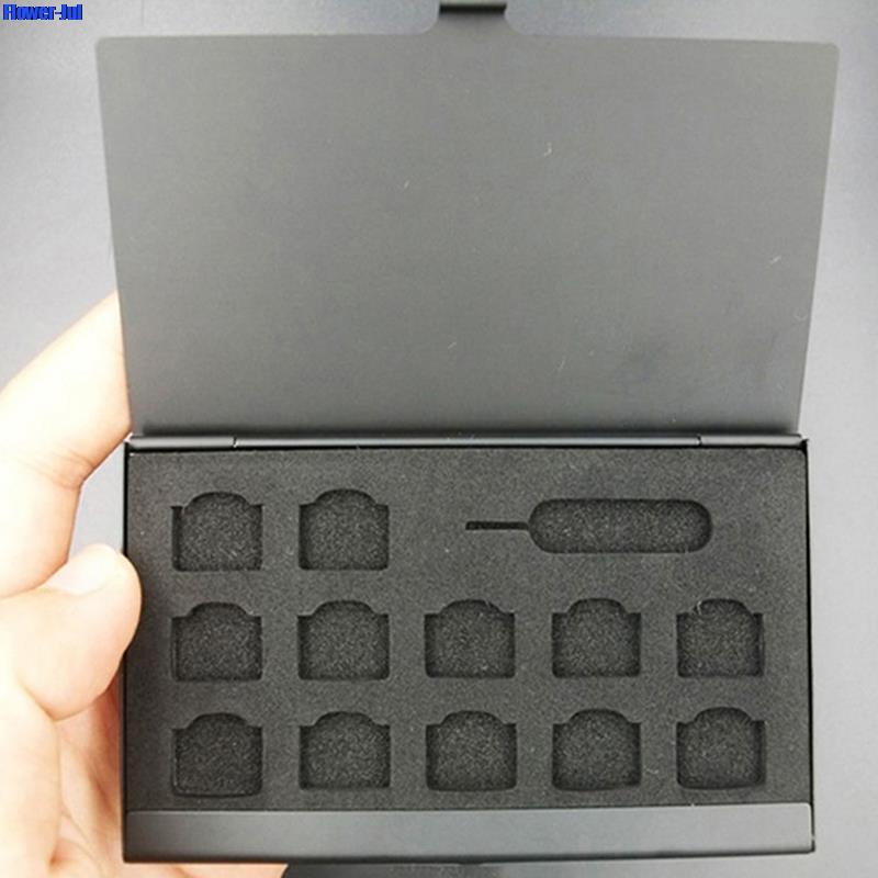 12-Slots-NANO + 1-Slot-Card-Pin Aluminium Draagbare SIM Micro Pin Sim-kaart Nano Geheugenkaart Opbergdoos Case Protector Houder 1Pc