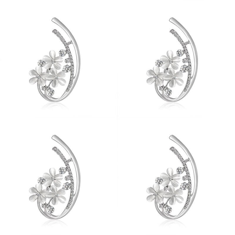 4Pcs Brooch Set - Flower Brooch with Accessories - Rhinestone Jewelry - Elegant Women's Accessory