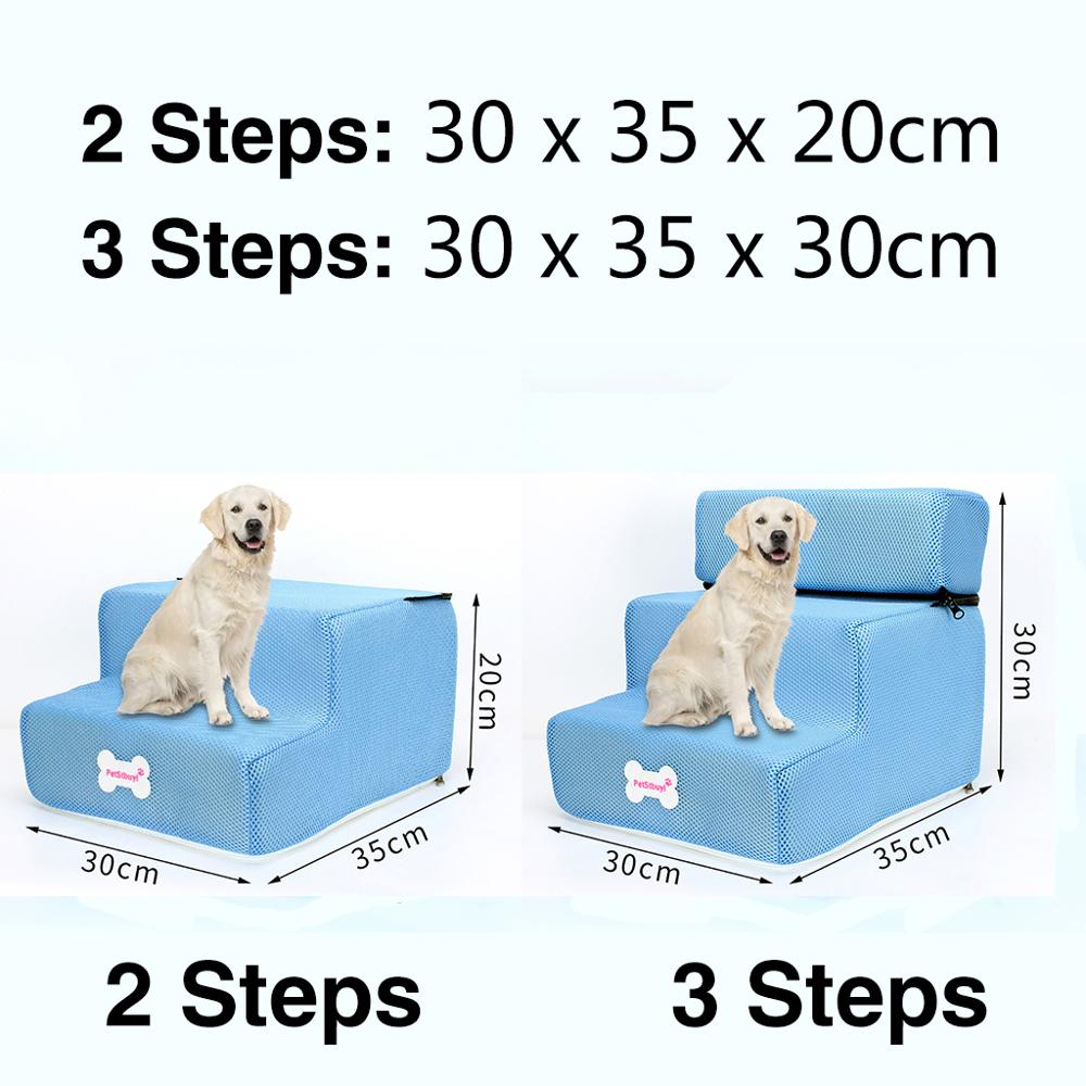 Hond Trap Hond huis Ademend Anti-slip Verwijderbare Huisdier Bed Trappen Hond Oprit 2 Stappen Ladder voor Kleine Honden лестница для собак: B / 3 Steps