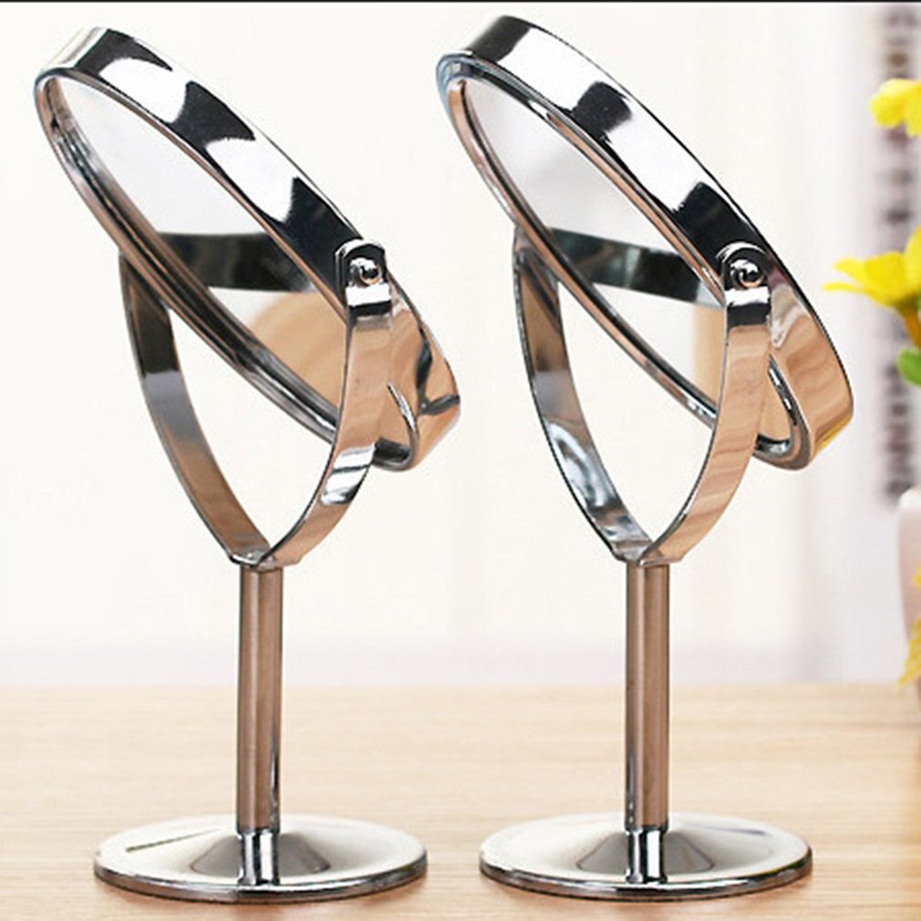 Koreansk metall spegel smink spegel dressing speglar skrivbord roterande 1:2 förstoringsfunktion kvinnor smink verktyg ljus