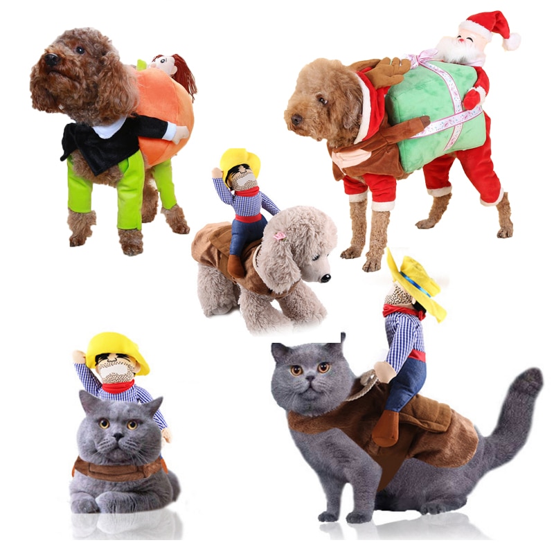 Chien vêtements chat Halloween drôle Costume fournitures pour animaux de compagnie équipement d'équitation robe petit moyen chien justaucorps manteau vêtements jeu de rôle