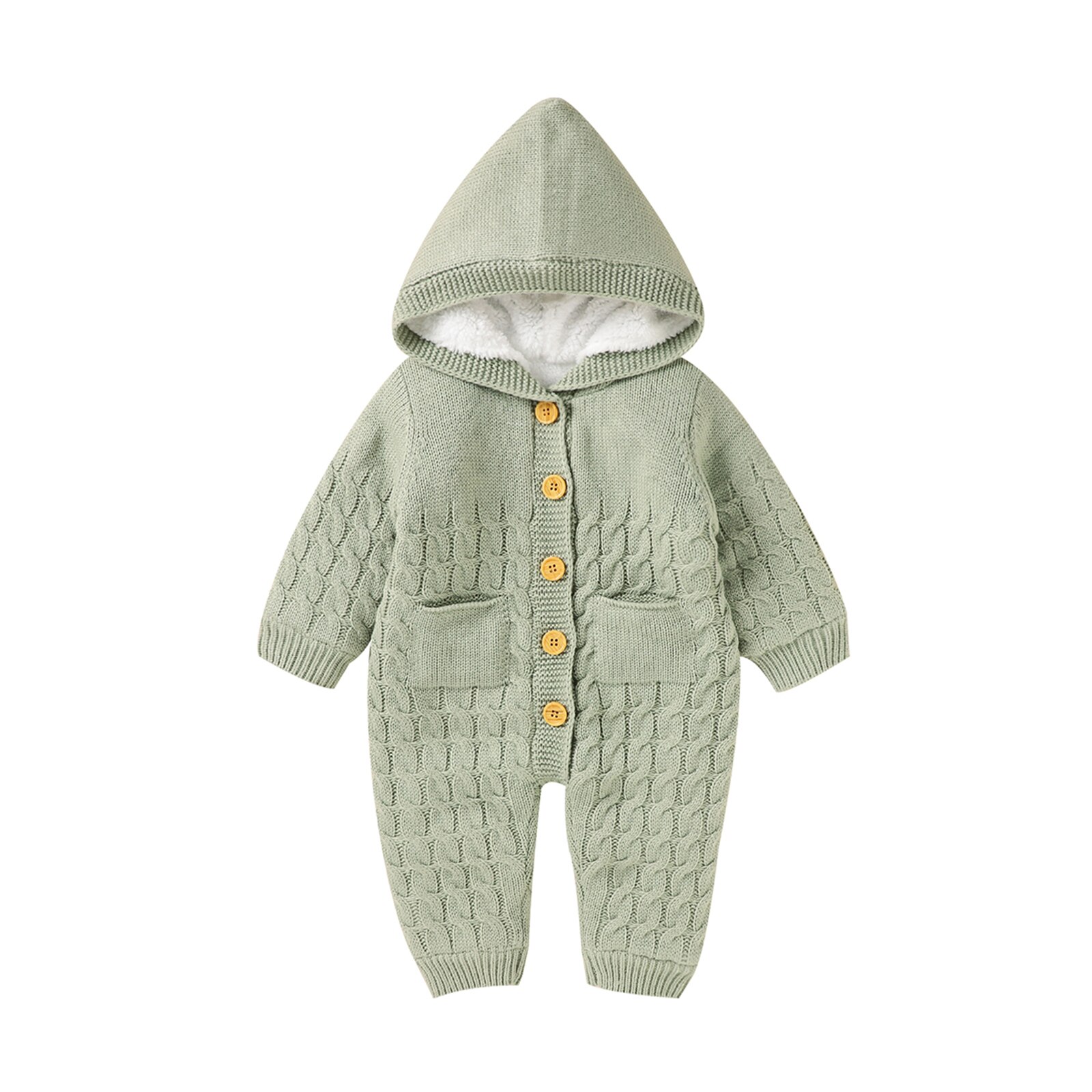 Winter Baby Romper Trui Jongens Meisjes Kleding Met Lange Mouwen Hooded Fleece Warm Romper Jumpsuit Todder Kintwear 0-24M: green / 18m