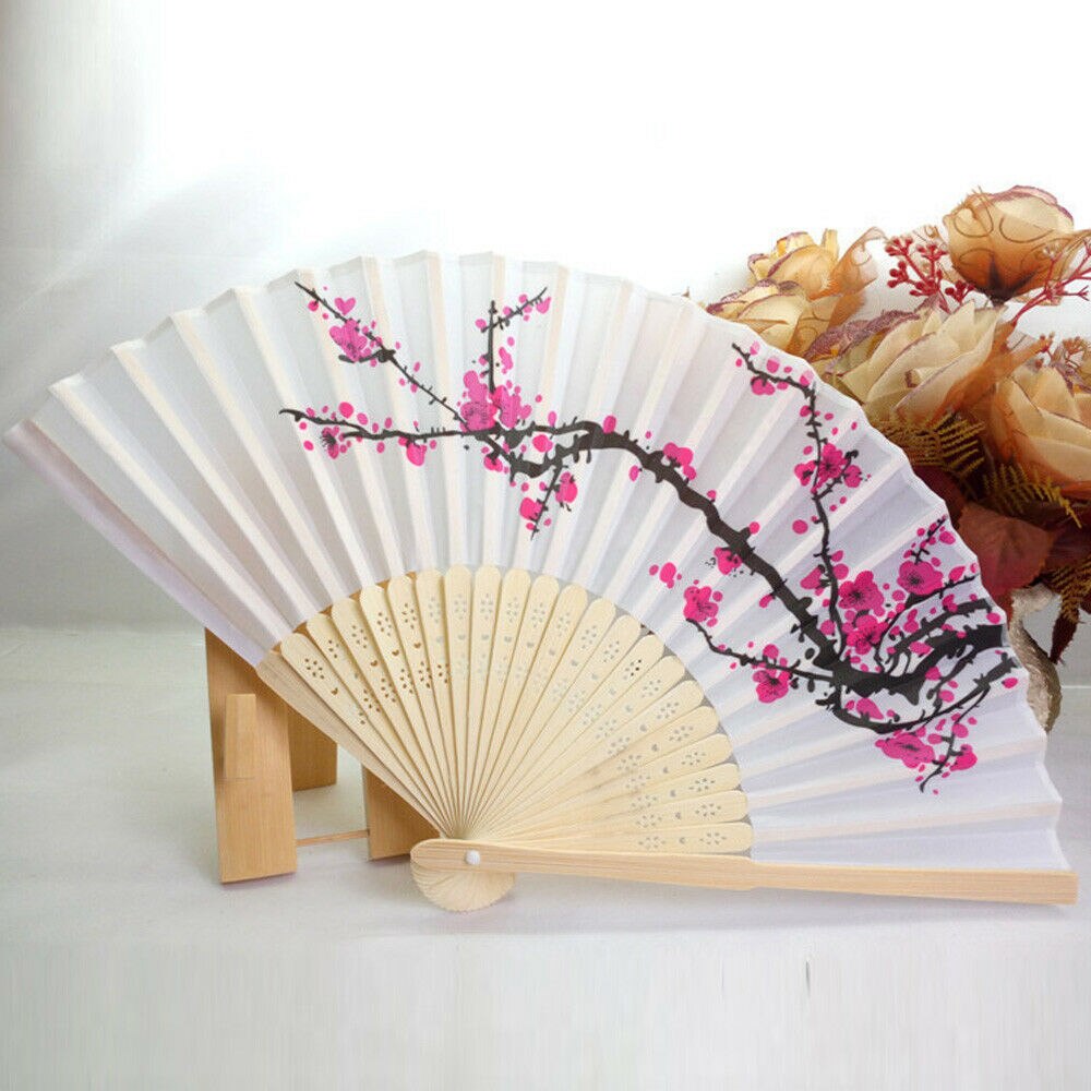 Chinese Pruimenbloesem Fan China Traditionele Bamboe Vouw Fans Thuis Bruiloft Decor Art