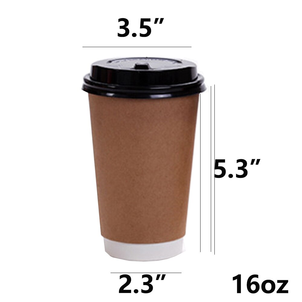 [ 100 stk] kaffekrus i brunt papir, engangs dobbelt fortykkelse forhindrer kaffekop 8/14/16 oz