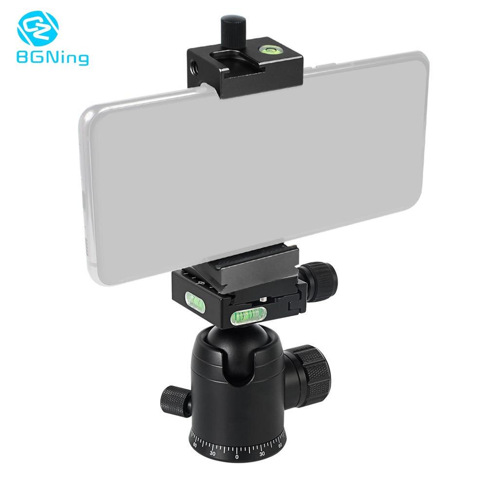 Soporte de trípode panorámico de rotación de 360 grados BGNing 36mm con pinza de teléfono móvil de placa QR para cámara DSLR carga máxima 10kg
