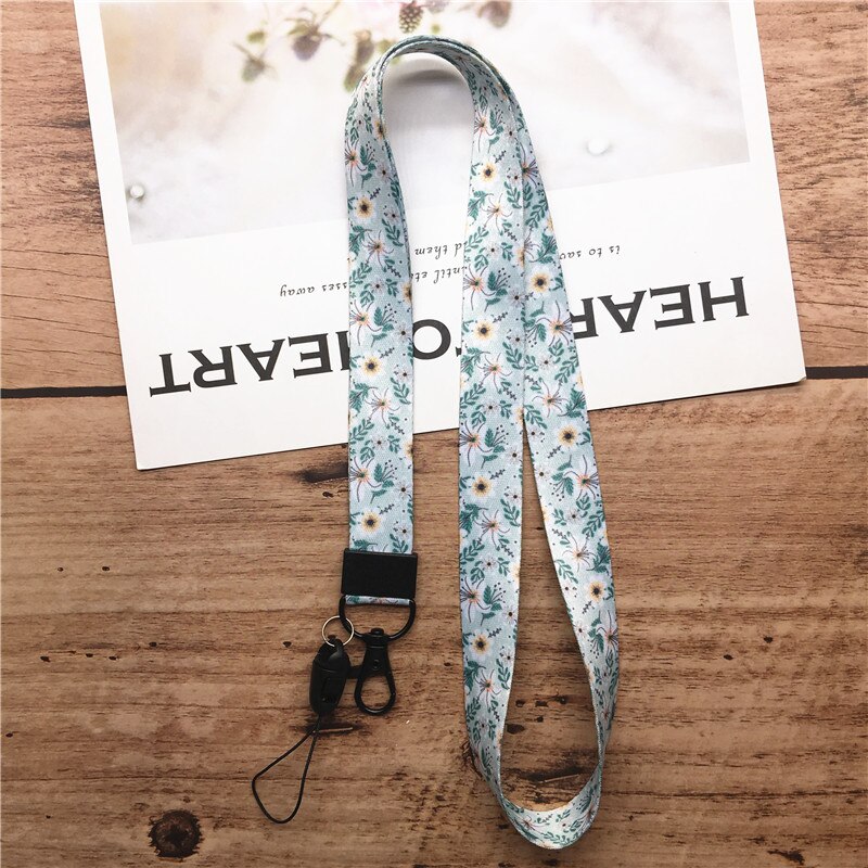 Correa para el cuello cordón para llaves de flores, portallaves con etiqueta de nombre USB, cuerda para colgar, Lariat multifunción
