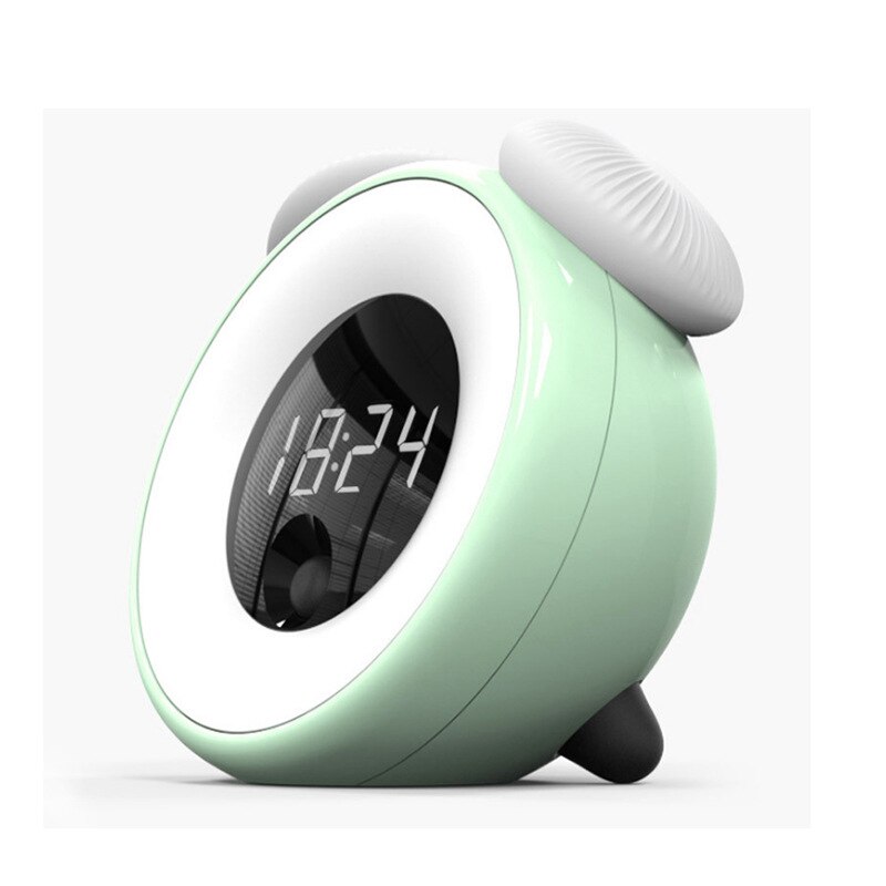 LED Digital Alarm Clock Smart Silent Radio Electronic Small Backlit Intelligent Sensor Children Cute Charging Night Sleep Light: Green