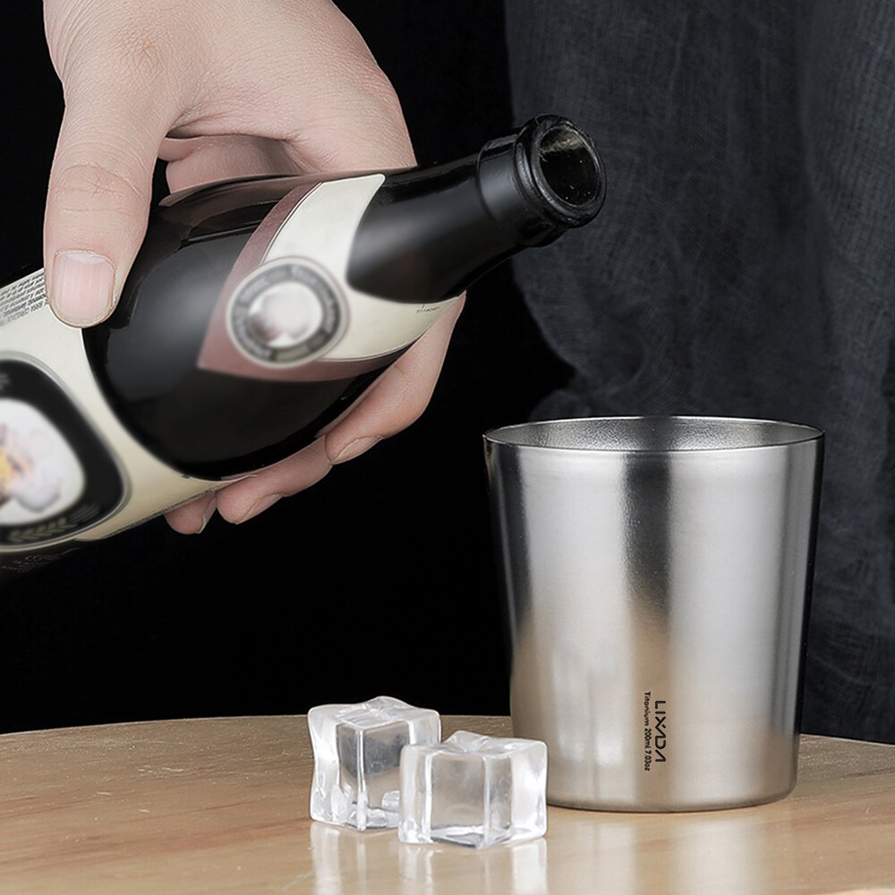 Lixada 200/120Ml Titanium Cup Double Wall Titanium Bier Kopje Water Cup Thee Mok Voor Outdoor Camping Wandelen backpacken Reizen