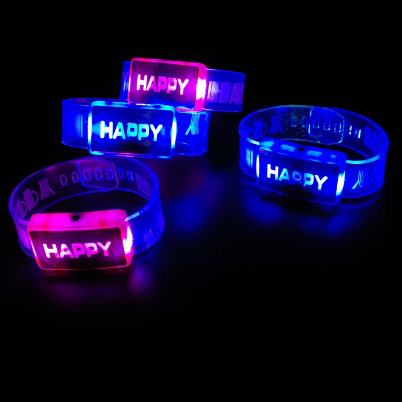 Straat Hip-Hop Flash Armband, Party Sfeer Lichtgevende Hand Met Gelukkig Woord Lichtgevende Armband
