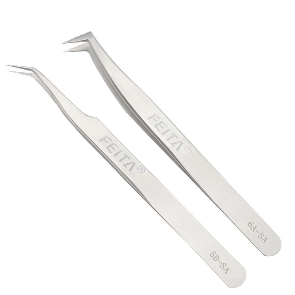 FEITA Stainless Steel Tweezer Set Precision Tweezers with Carrying Bag for Beauty,Industrial,Jewelry,Microelectronics,Crafts 7PC