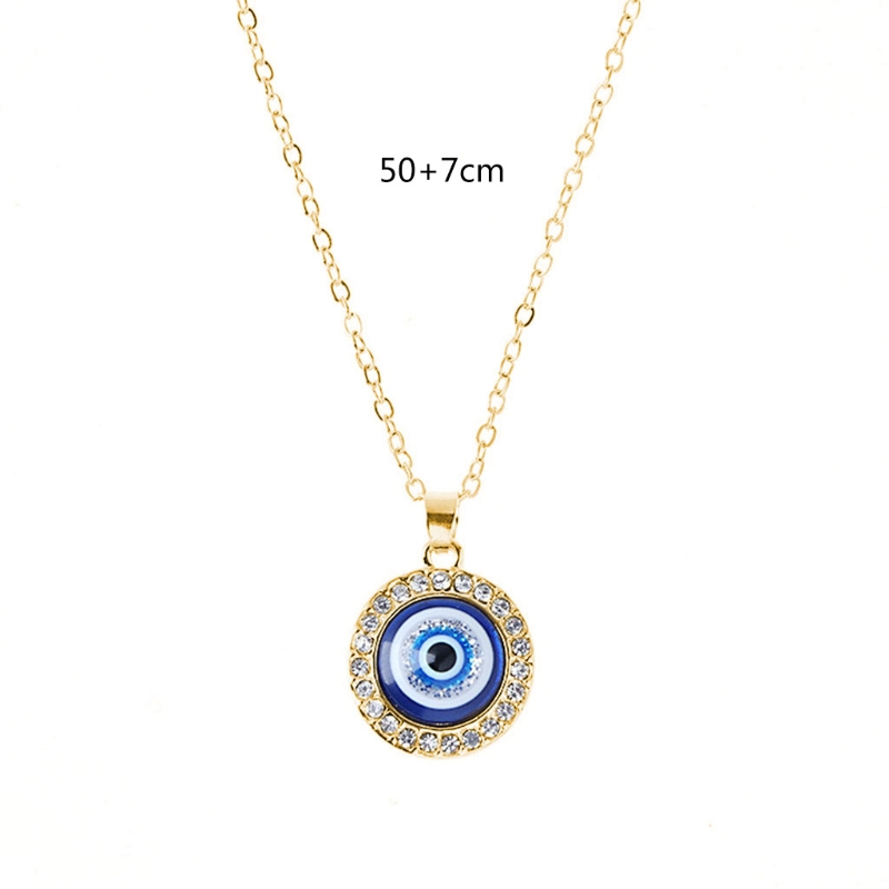Porte-bonheur turc grec mauvais œil bleu pendentif lampe bleue, verre maison amulette pendentif oeil bijoux accessoires: Or