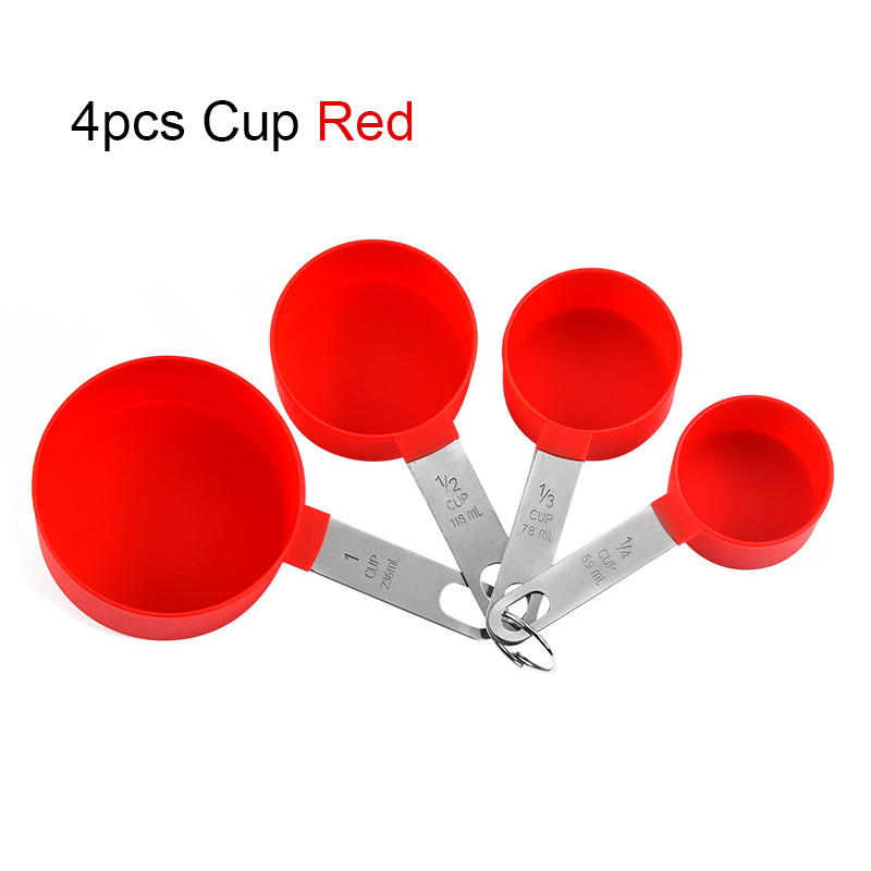 4/8 uds/1 Juego taza medidora cucharadita cuchara multiusos para azúcar pastel hornear harina taza medidora utensilio de medición de cocina para el hogar: Multicolor