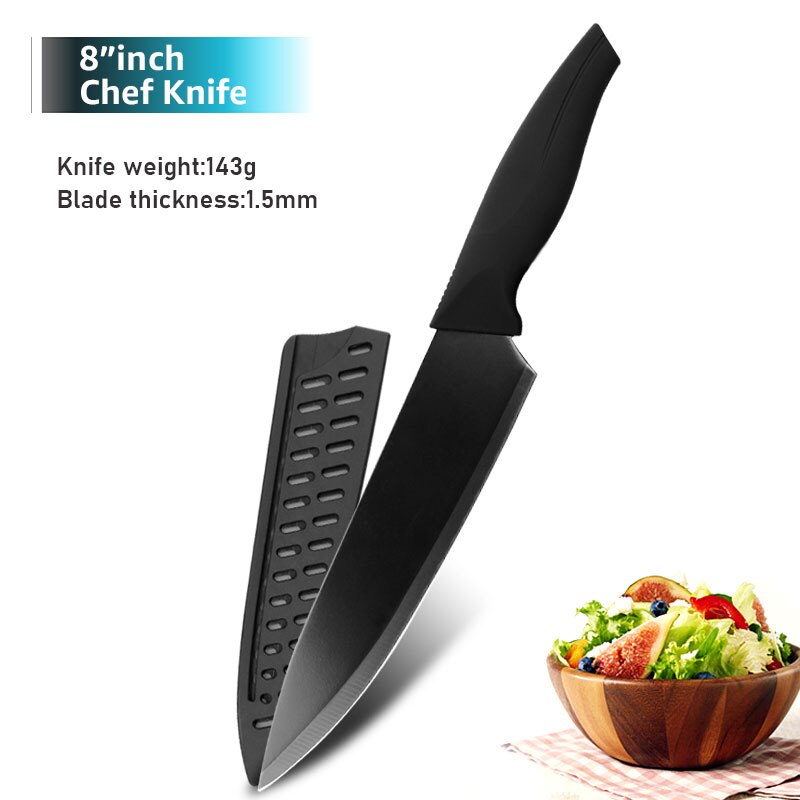 Køkkenkniv 3.5 '' 5 '' 7 '' 8 '' kok  x50 crmov 15 rustfrit stål non stick klinge brødskiver utility santoku knive 6 stk sæt: 8 tommer kokskniv