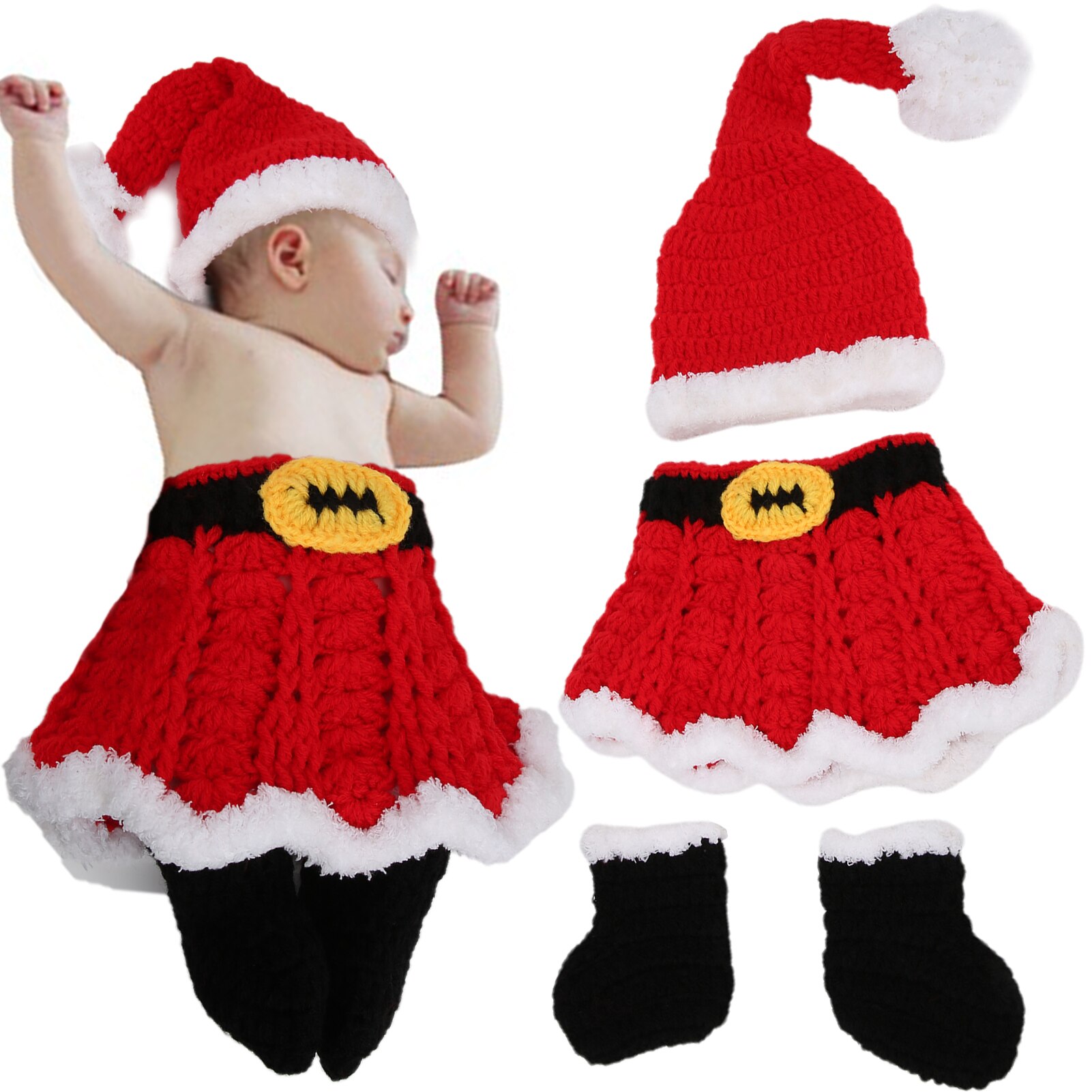 Novo bebê crochê roupas de natal algodão macio recém-nascido fotografia prop infantil crochê malha