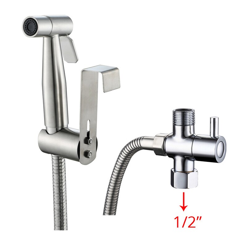 Toalett handhållen bidé rumpa dusch shattaf sprayhuvud 304 rostfritt stål wc douche kit krokad hållare 1.5m slang muslim dusch spray: 1-2 t ventiler