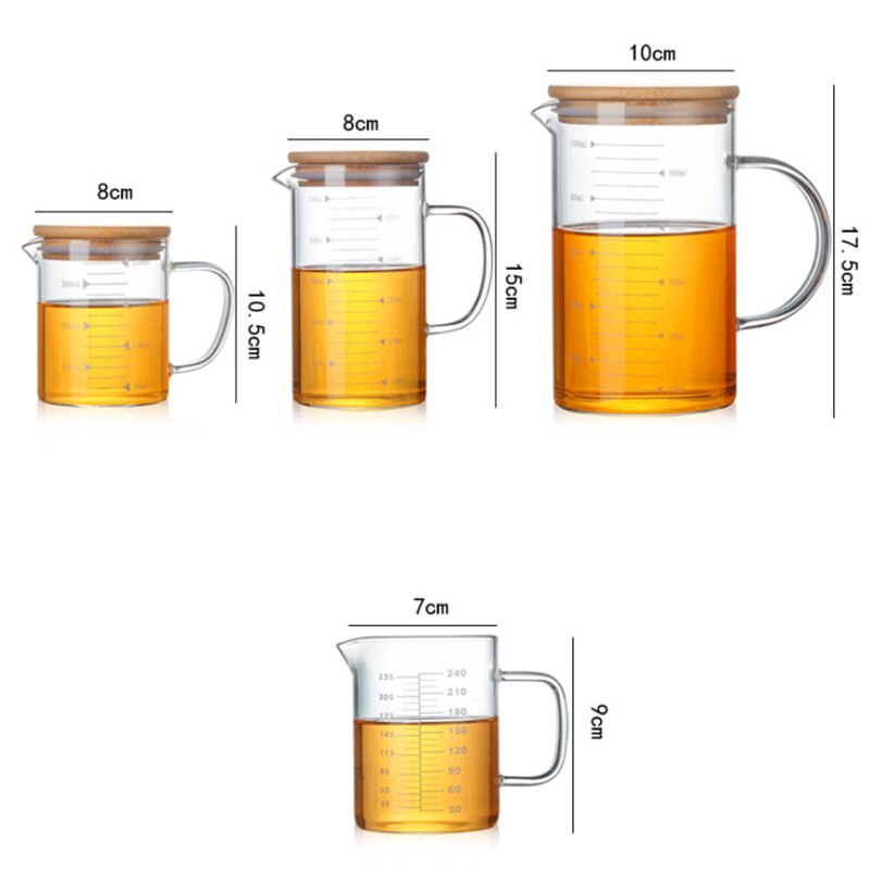 High Borosilicate Glass Measuring Cup Heat Resistant Measuring Glass Jug with Scale Milk Coffee Breakfast Cup Drinkware