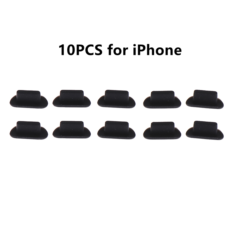 10Pcs Silicone Telefoon Stof Plug Poort Opladen Rubberen Pluggen Stofdicht Cover Cap Voor Iphone 13 12 Pro Max Samsung xiaomi Google Lg: 10 Black for iPhone