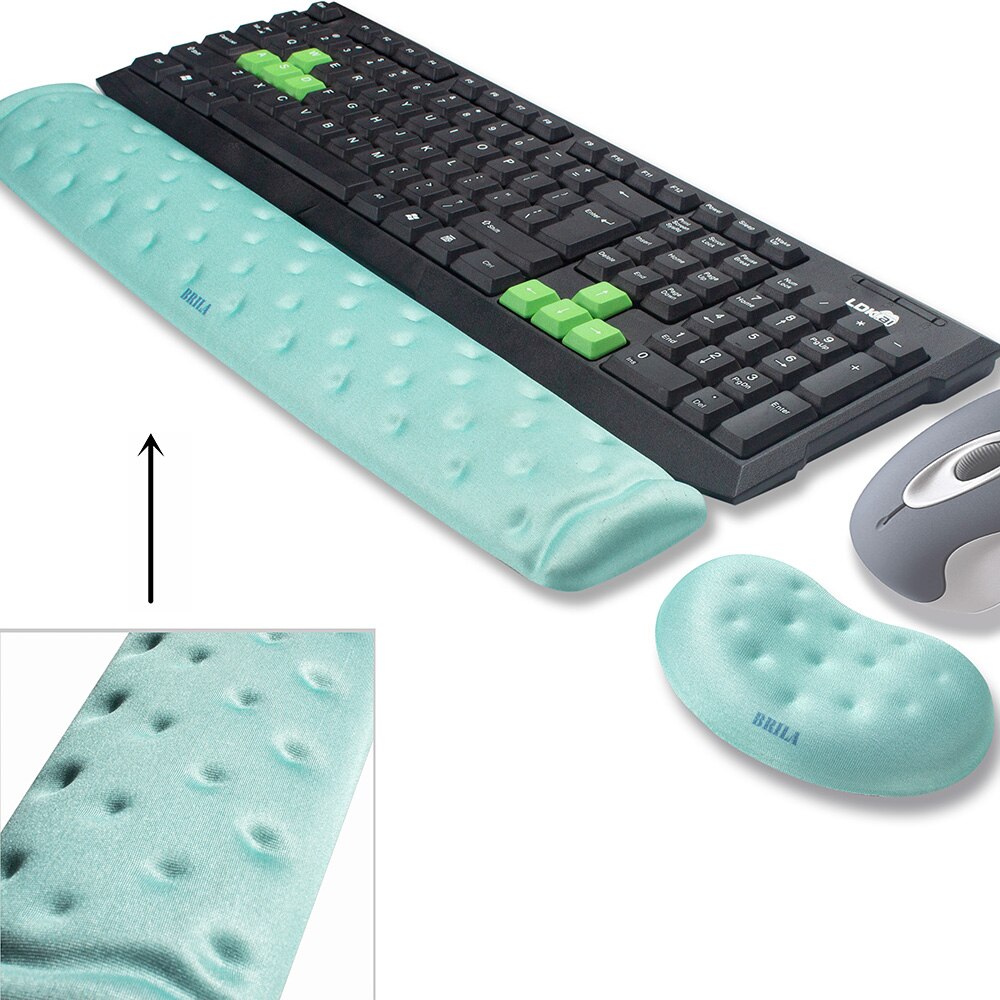 Almofada da almofada do apoio do descanso do pulso do rato & do teclado da ergonomia da espuma da memória de brila para o trabalho de escritório e o jogo de computador, alívio da dor do pulso