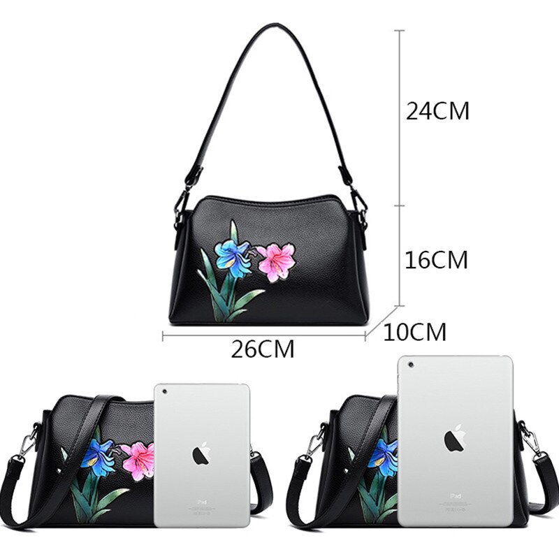 Mode Bloem Lederen Luxe Handtassen Vrouwen Tassen Handtassen Bloem Chinese Stijl Crossbody Tassen Voor Vrouwen