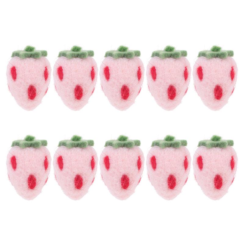 10 piezas de fieltro con forma de fresa, artesanías hechas a mano, cintas para el pelo, decoraciones, productos de fieltro con acabado de dibujos animados: Pink