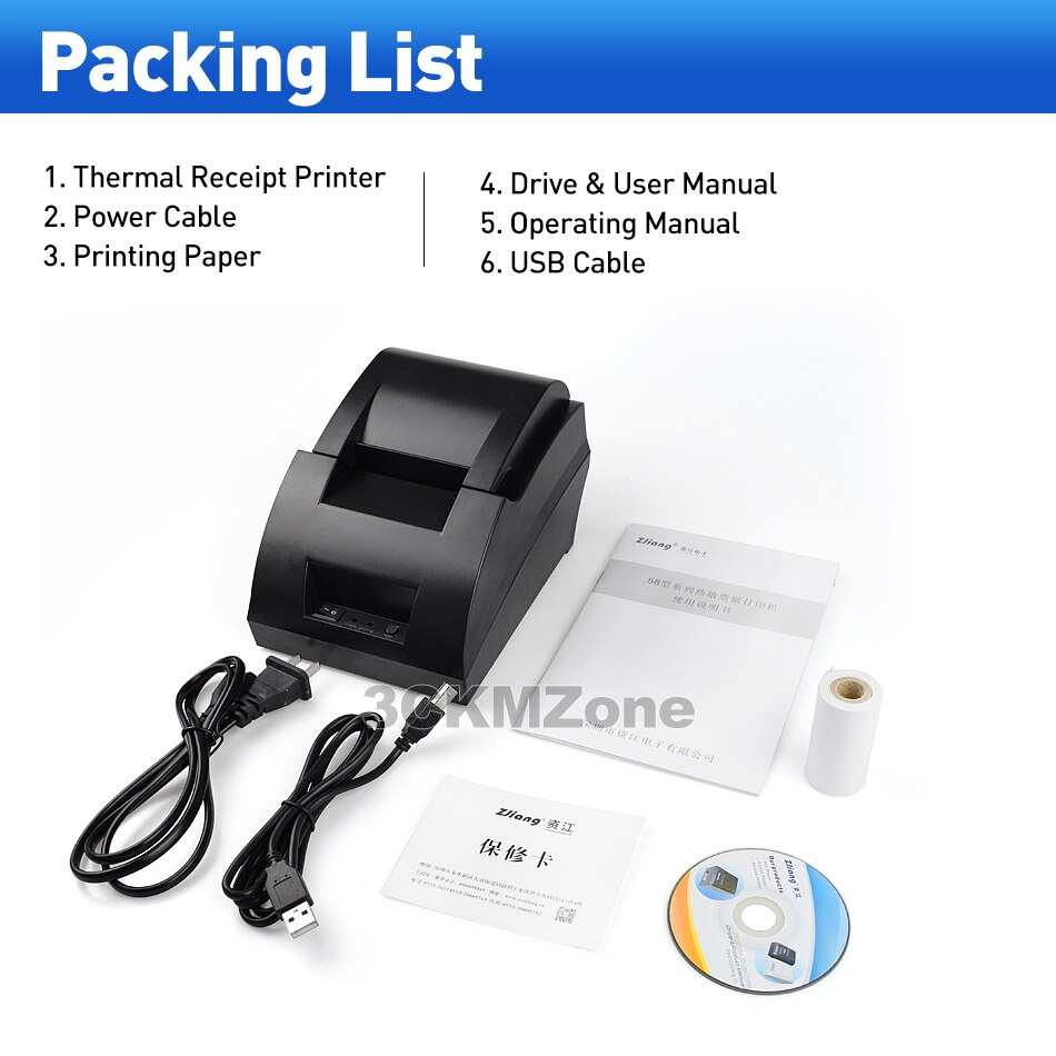 58mm thermal receipt printer 58mm usb bill thermal barcode printer usb pos system For Resaurant Supermarket Store