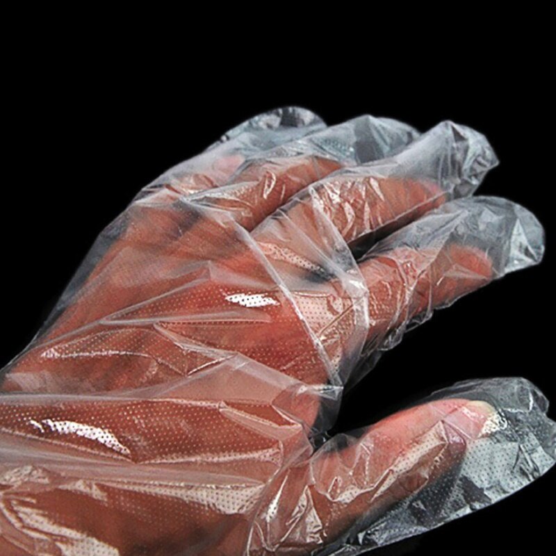 100 Pcs Disposable Gloves One-off Plastic Gloves Restaurant BBQ Transparent Eco-friendly PE Gloves Kitchen Garden accessories