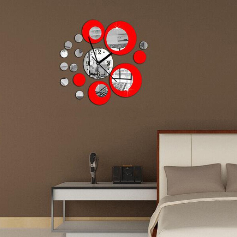 2 Styles Circular art scale Wall Clock Frame Mirror Surface Wall Stickers Children Bedroom 3D DIY Wall Decoration Detachable Art