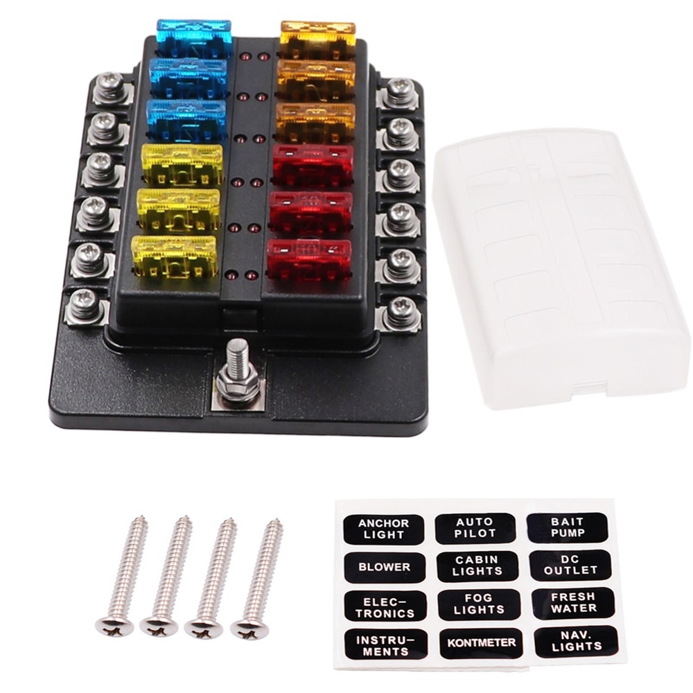 Auto Boot Fuse Box Holder 12 Way Blade Fuse Box Met Led Waarschuwing Licht Kit Fit Voor 12 V 24V
