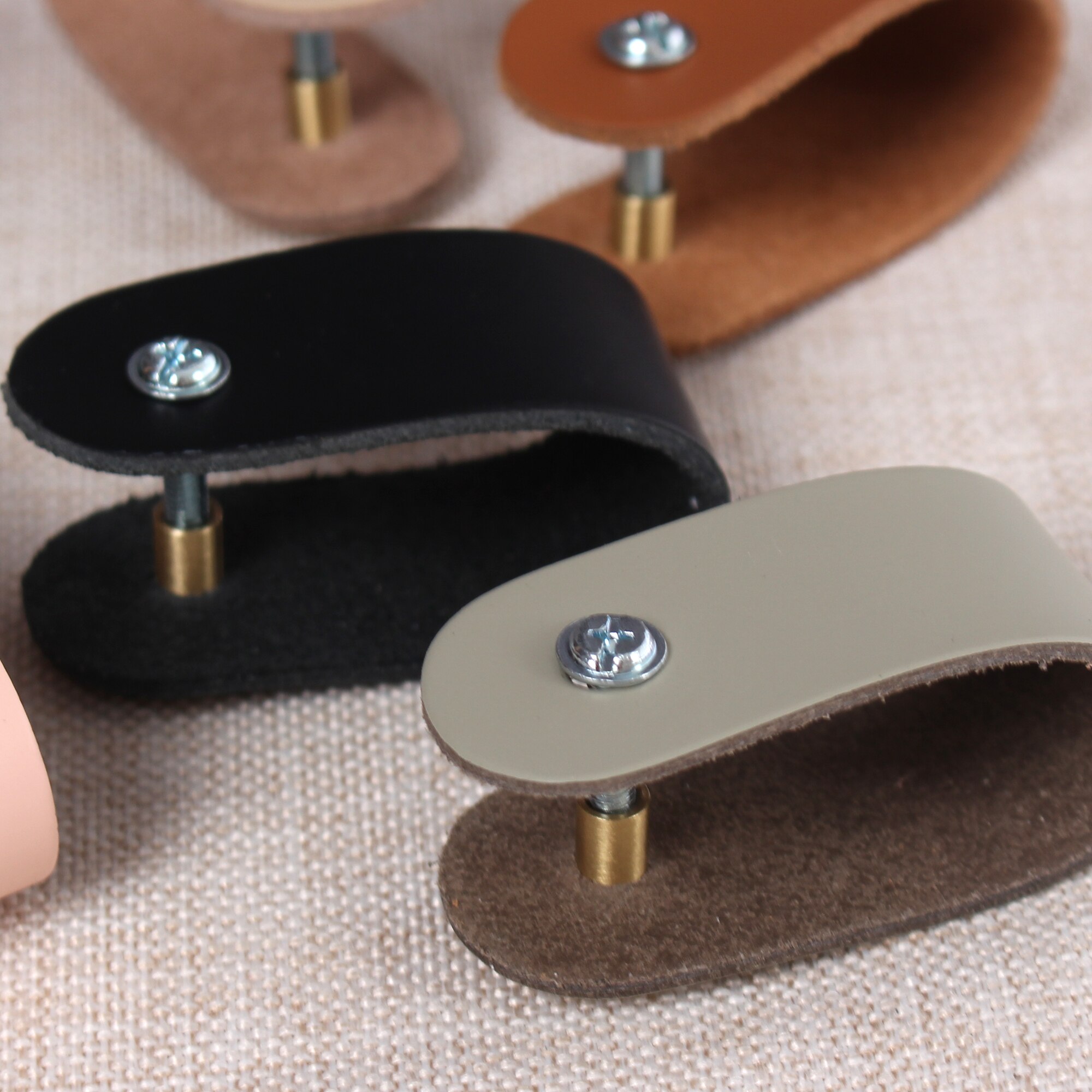 Leather Cabinet Knobs And Handles For Kitchen Cupboard Door Pulls Black Brown Furniture Handle Wardrobe Dresser Knobs