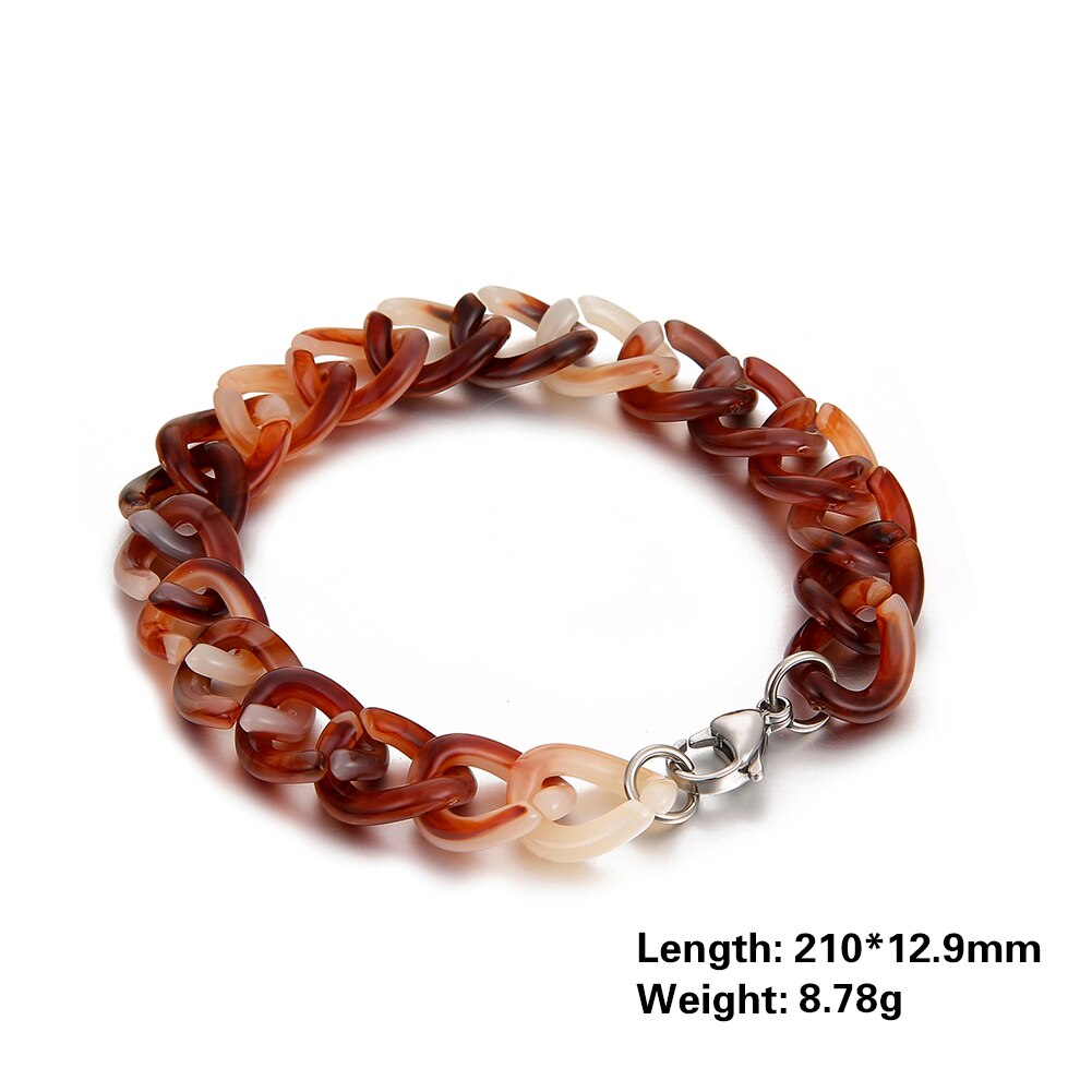 Skyrim 2021 New Bohemian acrilico bracciale moda bianco leggi blu perline catena braccialetti estate Boho gioielli regalo per donne ragazze: Brown Red