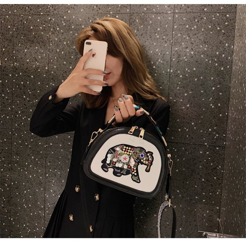 Cuoio dell'unità di elaborazione di Borsette Borse Donne Eleghant Disegno Del Ricamo Borse A Spalla Moda Femminile Che Borda il Sacchetto di Crossbody di Alta Qualità MM50045